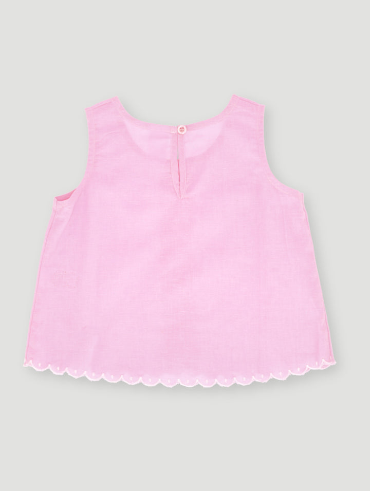 Pre- Girls Scalloped Edge Blouse - Pink