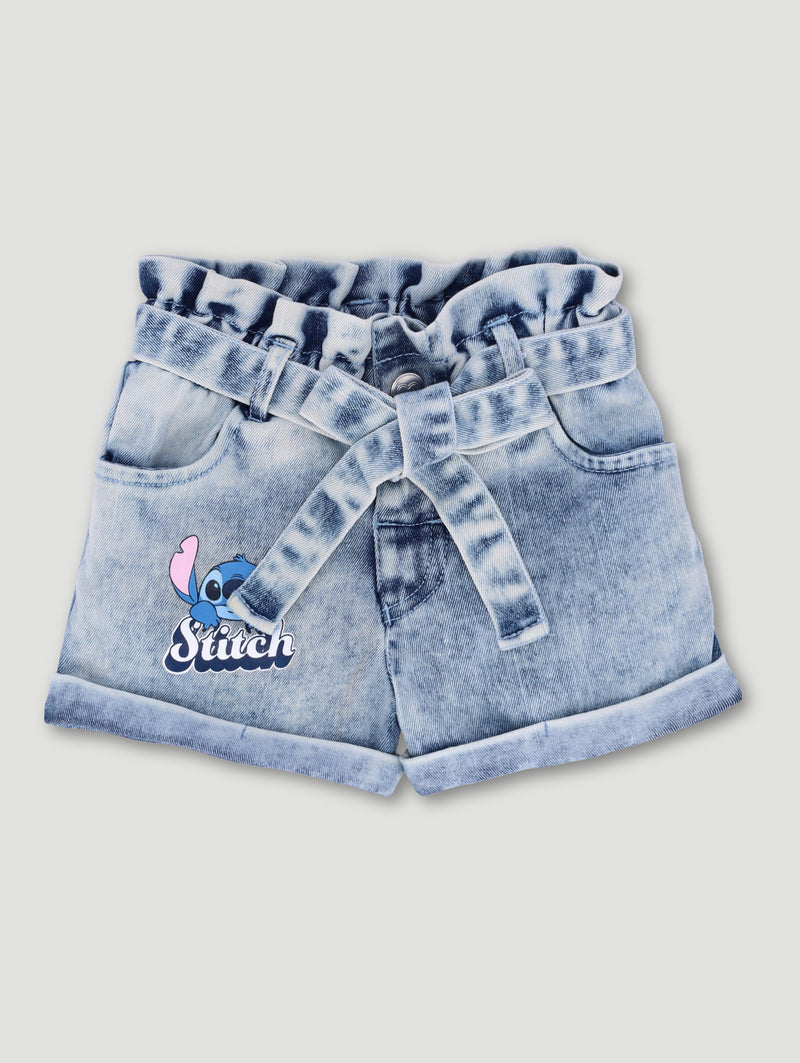 Pre-Girls Lilo & Stitch Chambre Paperbag Shorts - Blue