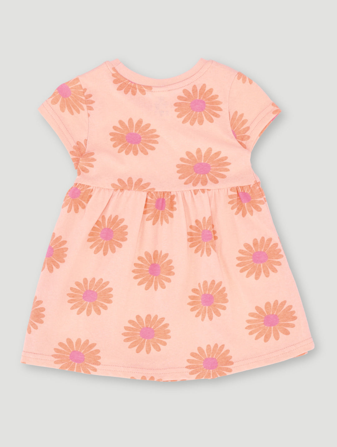 Baby Girls Floral Print Knit Dress - Peach
