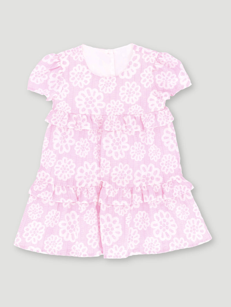 Baby Girls Flower Print Woven Dress - Dusty Pink