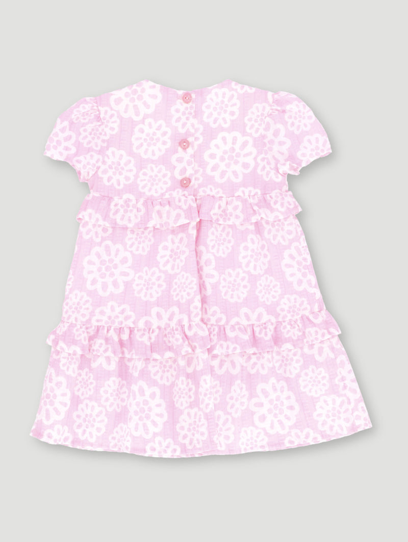 Baby Girls Flower Print Woven Dress - Dusty Pink