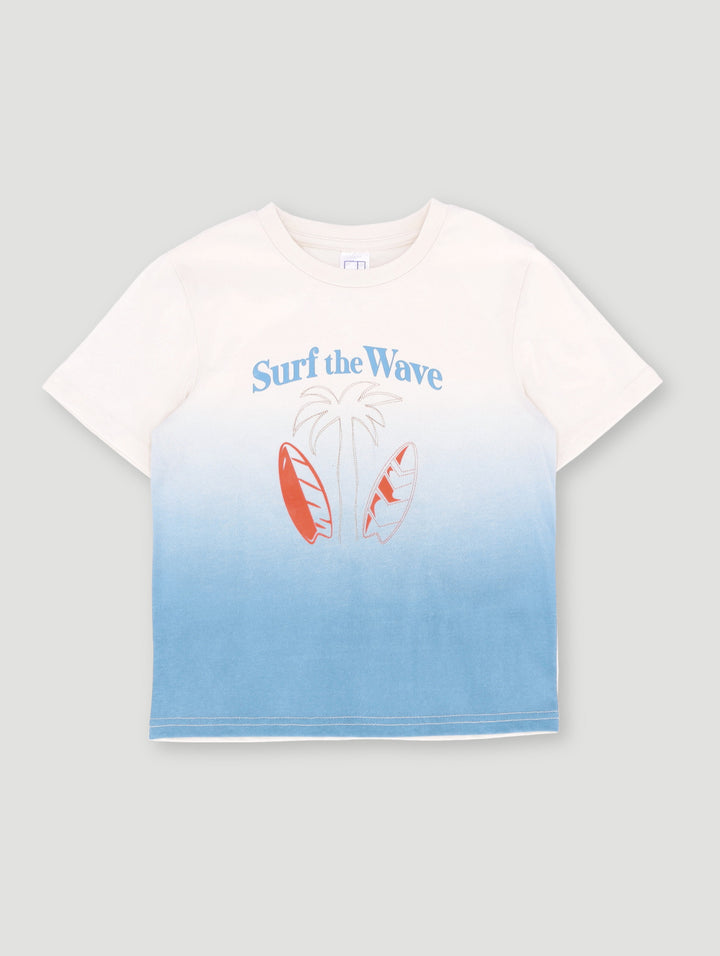 Pre-Boys Ombre Palm Surf Tee - White