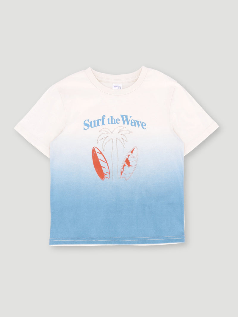 Pre-Boys Ombre Palm Surf Tee - White