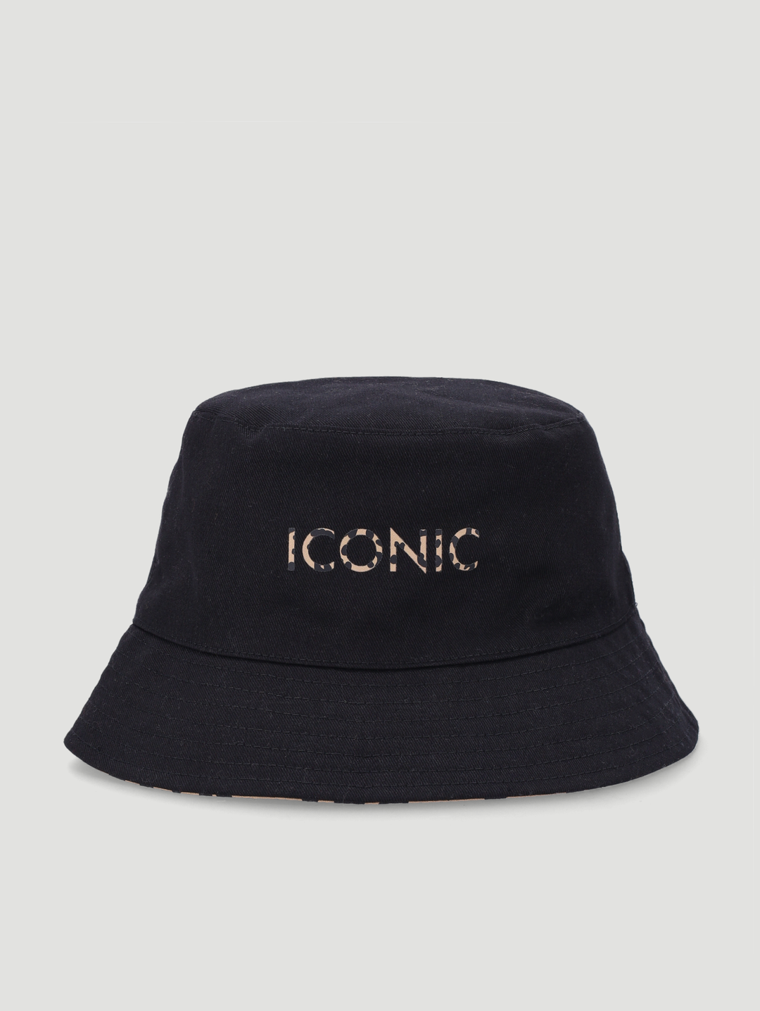 Girls Leopard Print Reversable Bucket Hat - Black