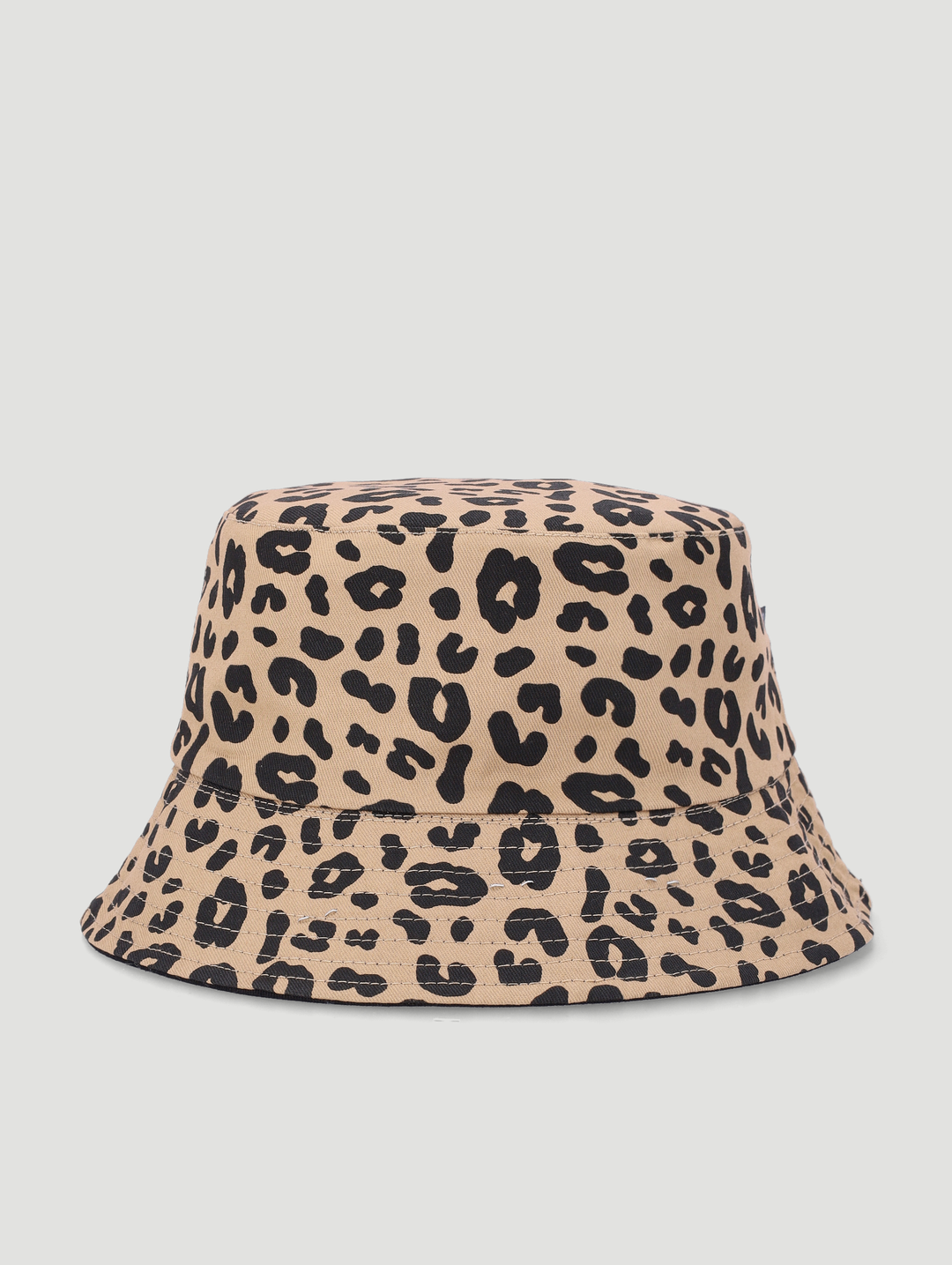 Girls Leopard Print Reversable Bucket Hat - Black