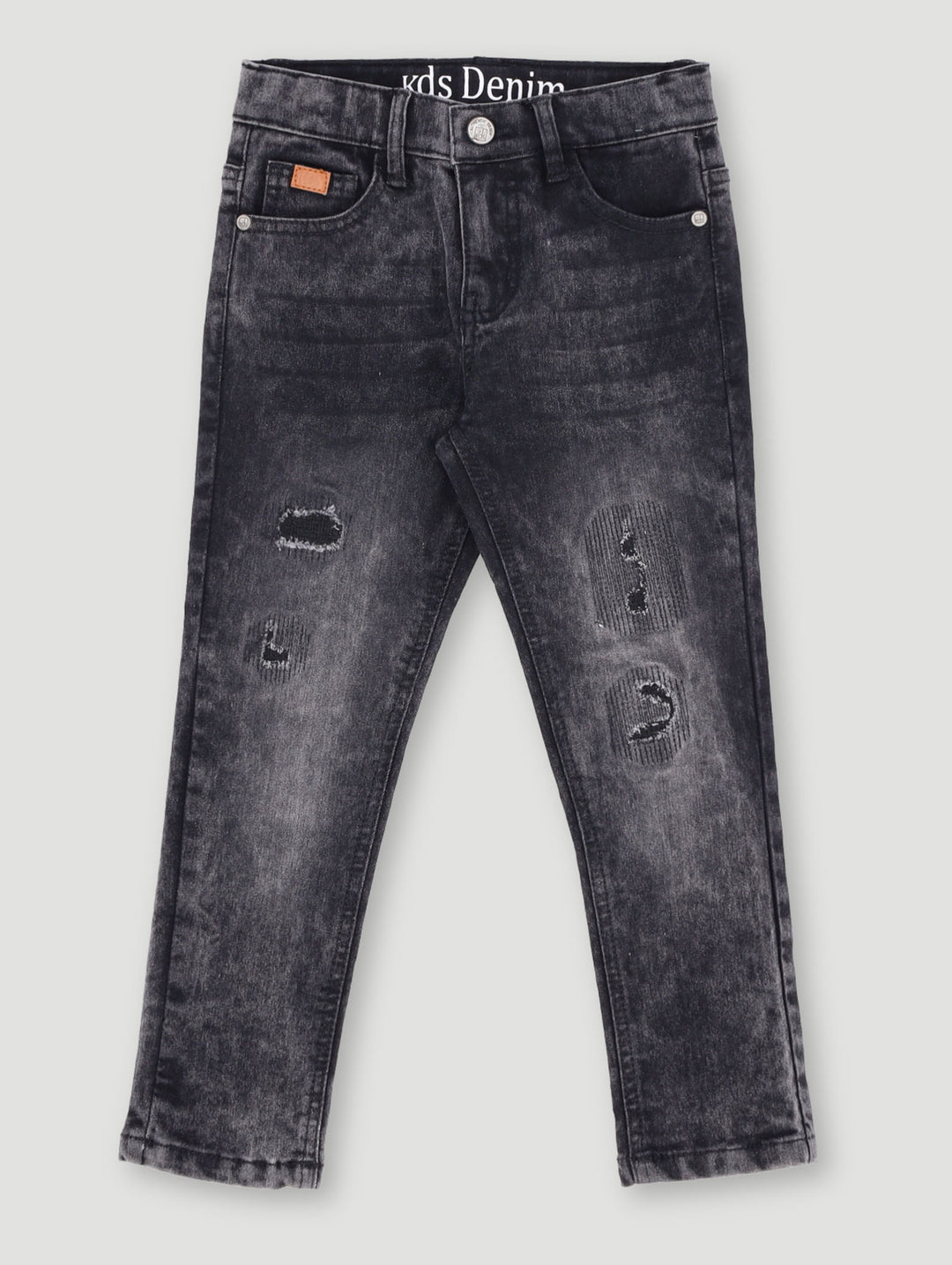 Pre-Boys Patch Abrasion Denim - Charcoal