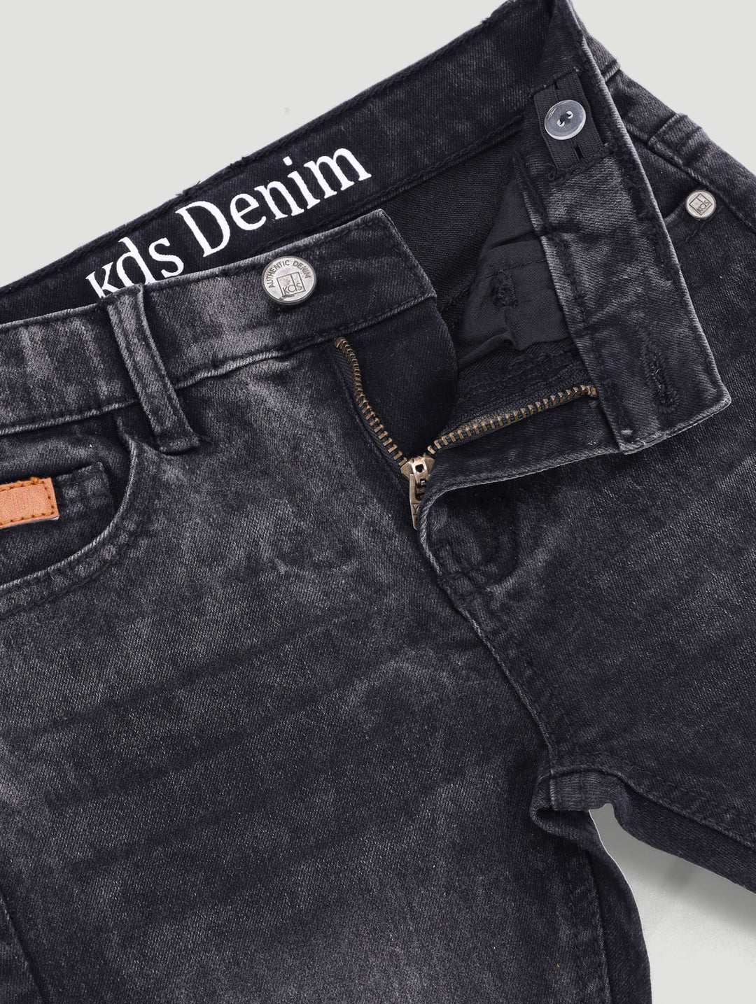 Pre-Boys Patch Abrasion Denim - Charcoal