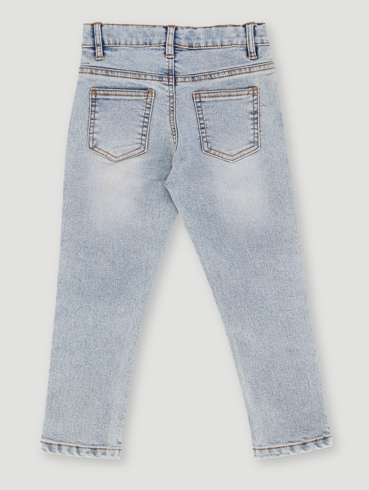 Pre-Boys Patch Abrasion Denim - Bleach