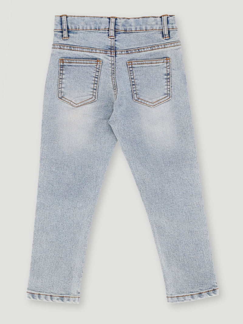 Pre-Boys Patch Abrasion Denim - Bleach
