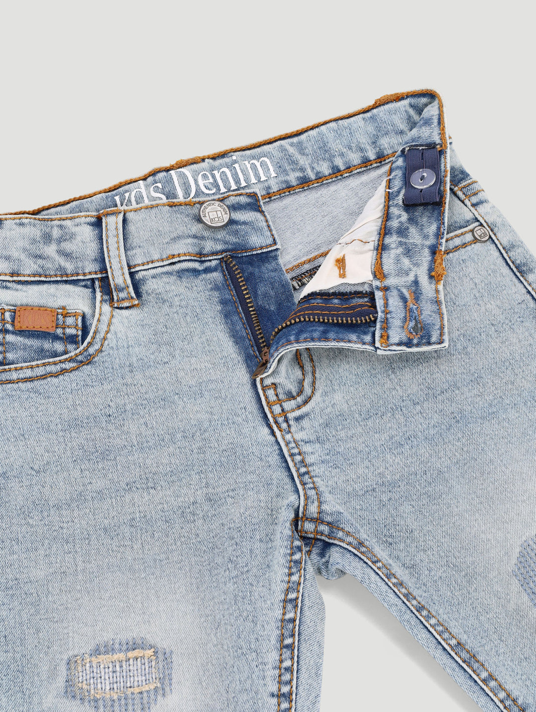 Pre-Boys Patch Abrasion Denim - Bleach