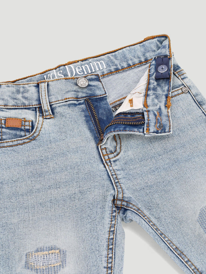 Pre-Boys Patch Abrasion Denim - Bleach