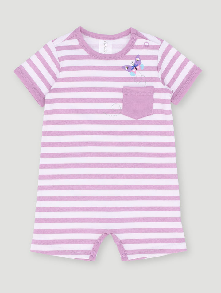 Baby Girls Stripe Romper - Lilac Snow