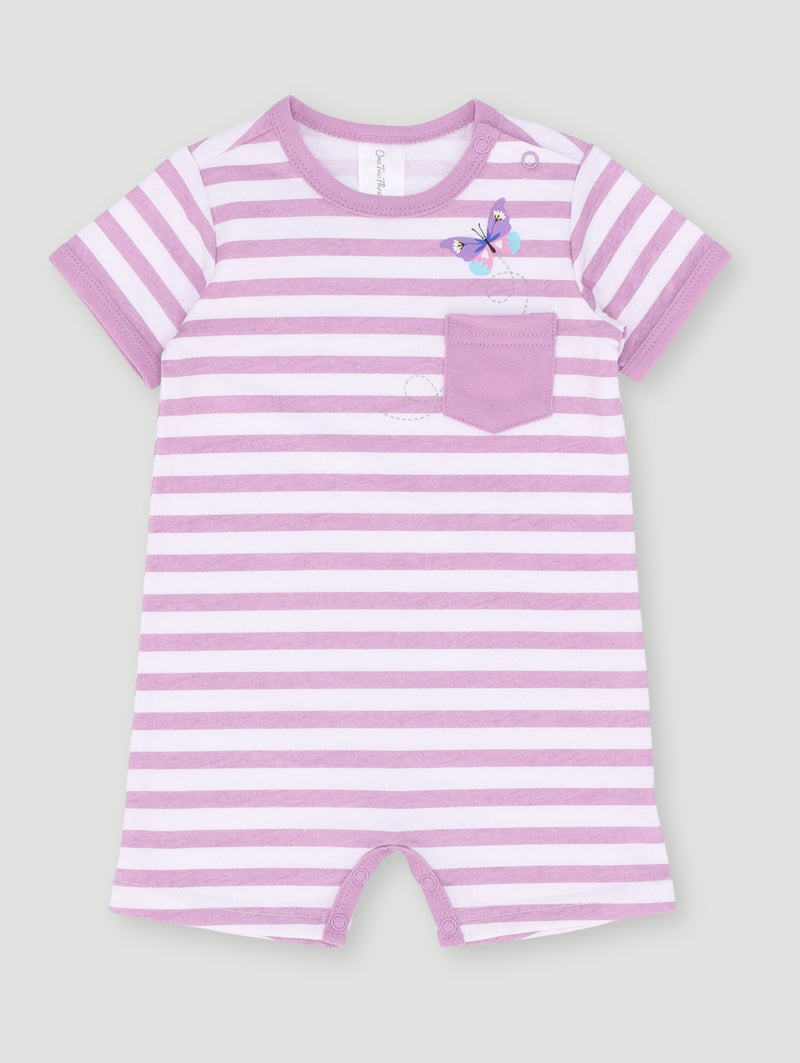 Baby Girls Stripe Romper - Lilac Snow