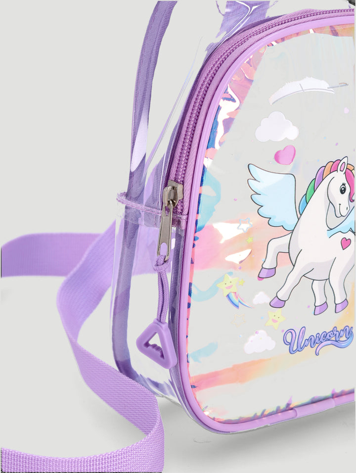 Pre-Girls Unicorn Pvc Shoulder Bag - Lilac