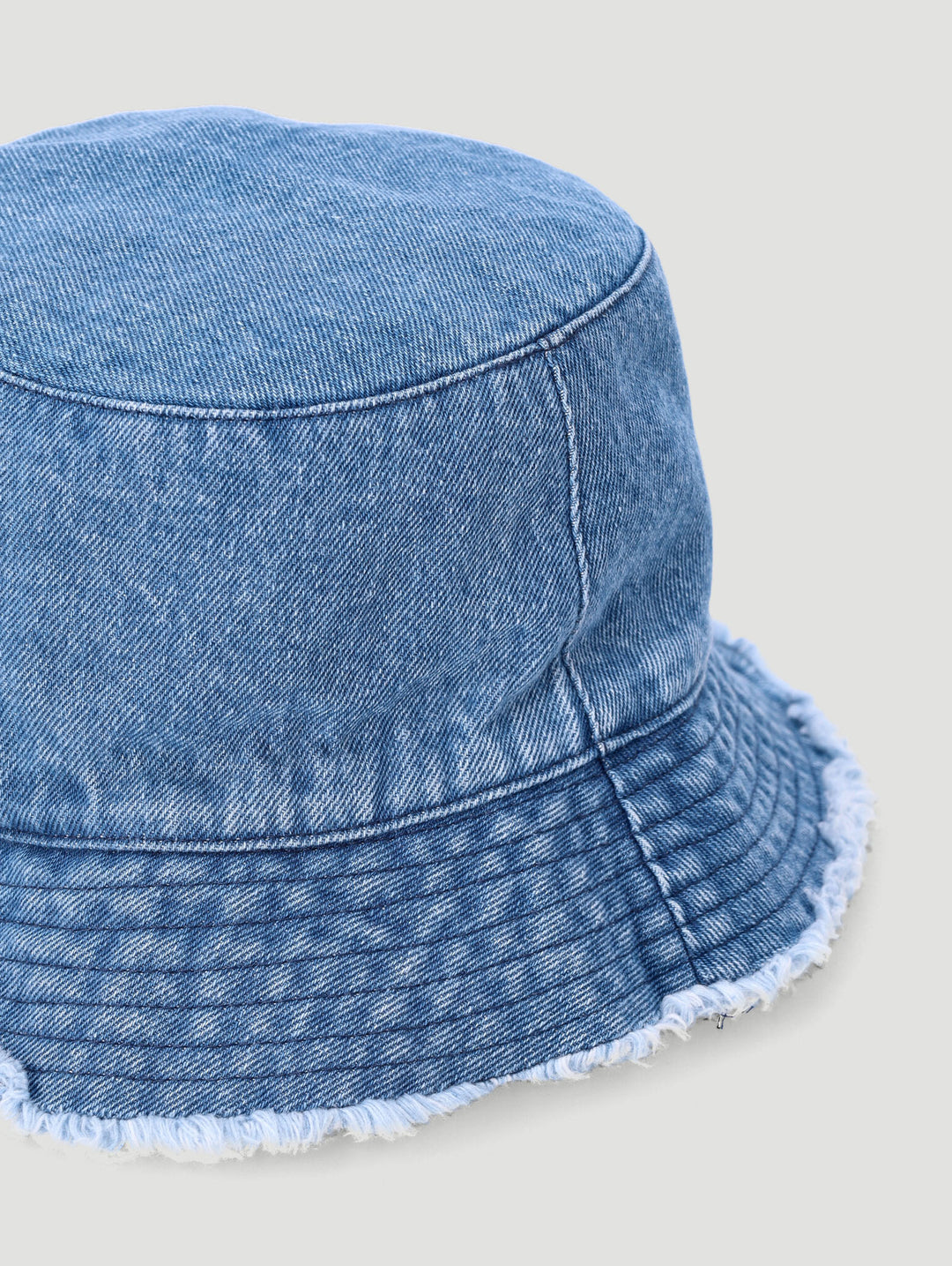 Keedo Denim Frayed Edge Bucket Hat - Denim
