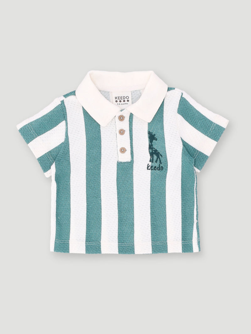 Keedo Baby Boys Fashion Stripe Golfer - White