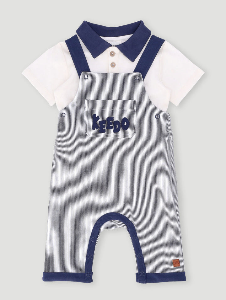 Keedo Baby Boys Striped Golfer Dungi Set - Navy