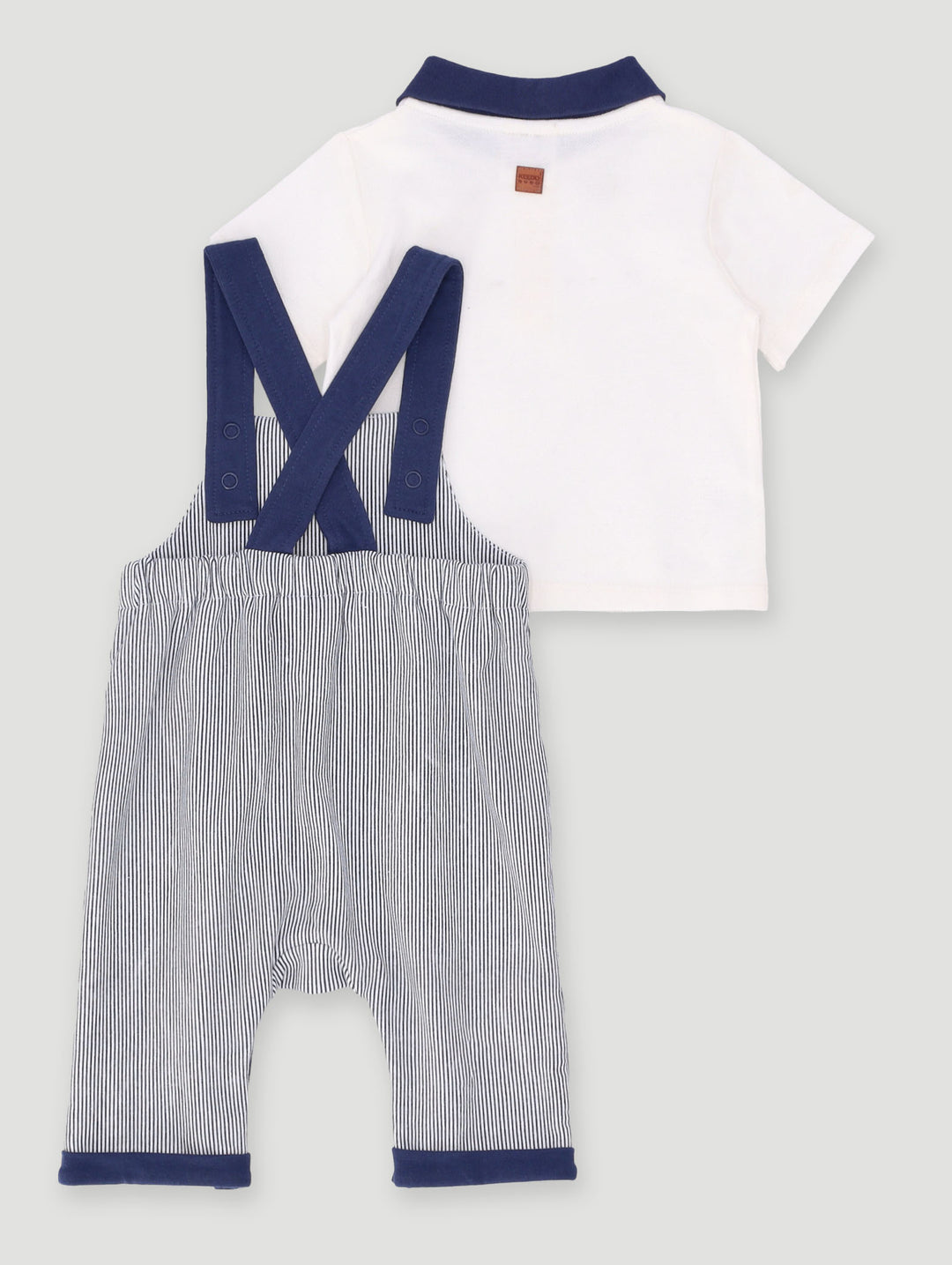 Keedo Baby Boys Striped Golfer Dungi Set - Navy