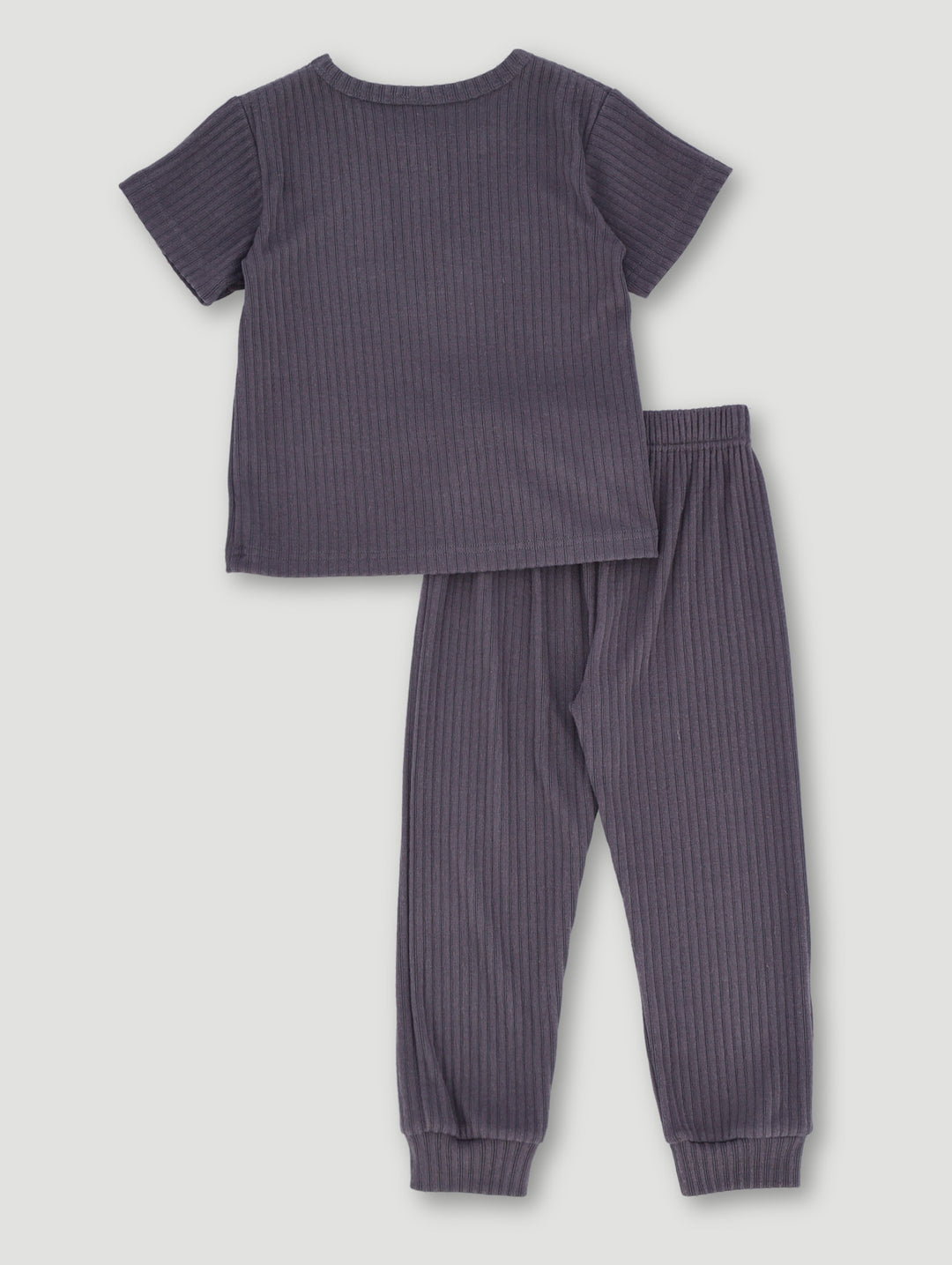 Pre-Boys Short Sleeve Long Bottom Ribbed Sleep Set - Grey