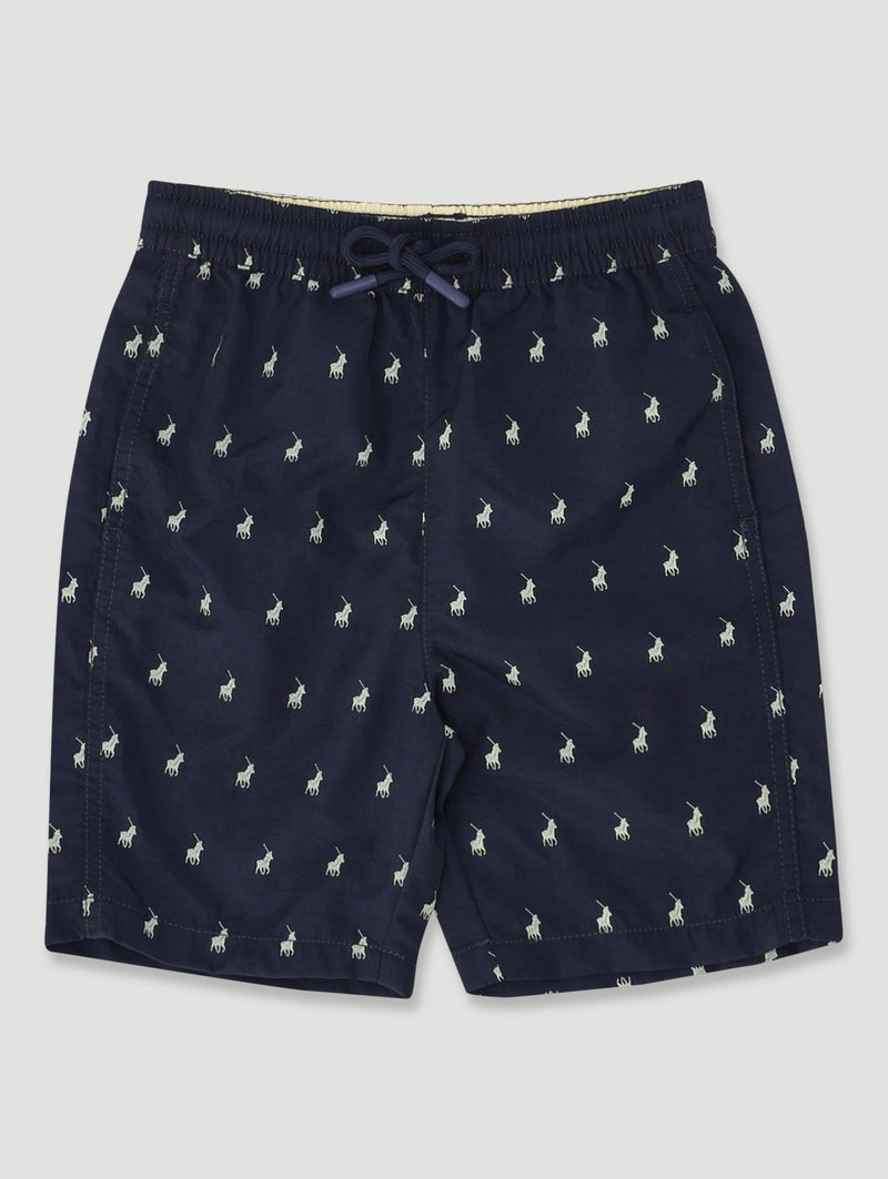 Pre-Boys Printed Beach Short - Navy