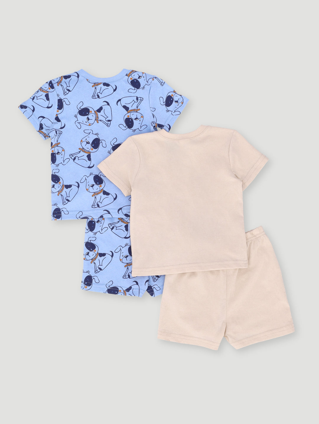 Baby Boys 2 Pack Puppies PJ Babygrow - Stone/Blue