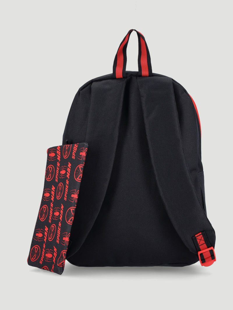 Pre-Boys Spiderman Webbed Backpack With Pencil Case - Red