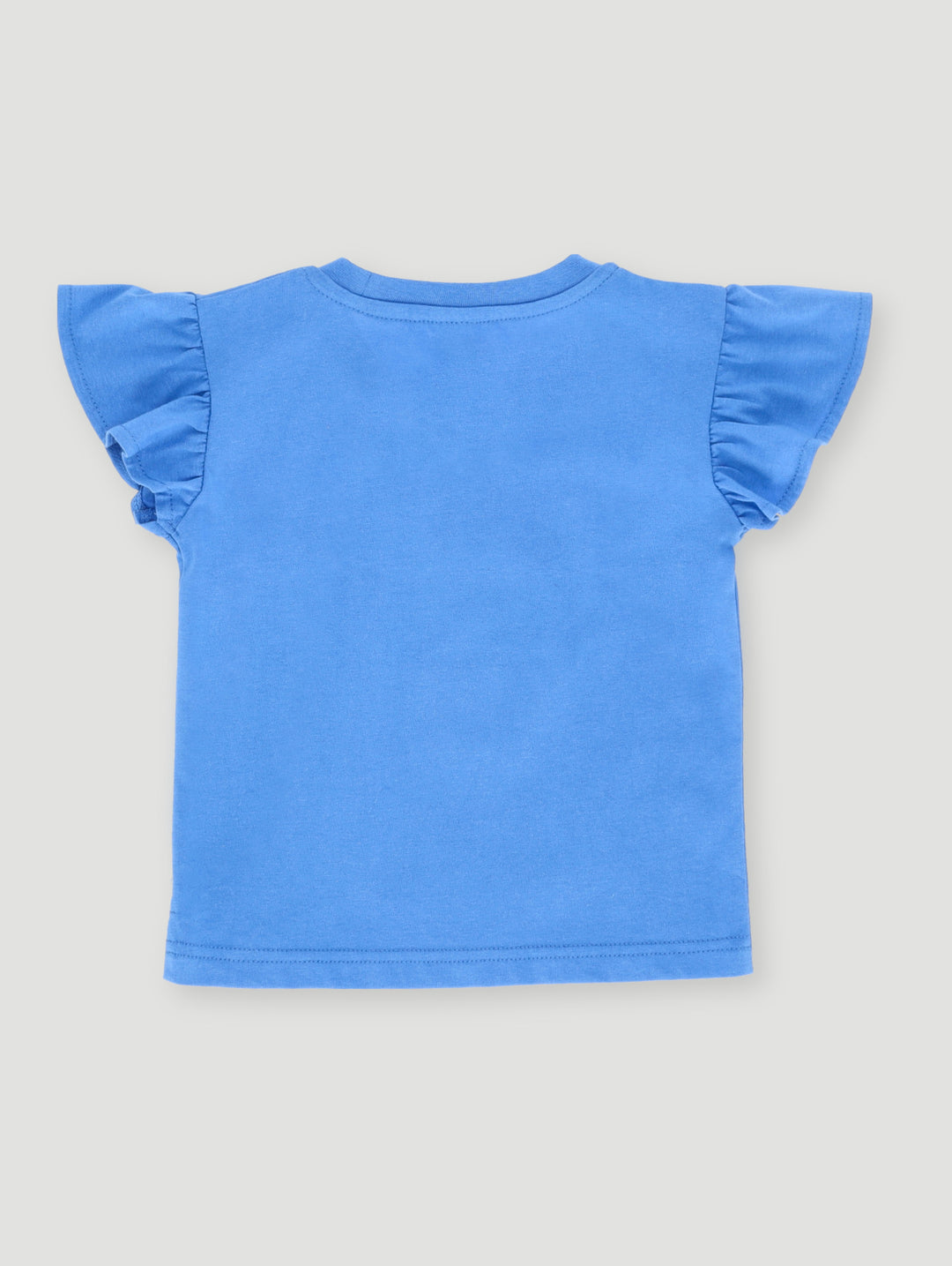 Pre-Girls Frill Sleeve Rainbow Girl Tee - Blue