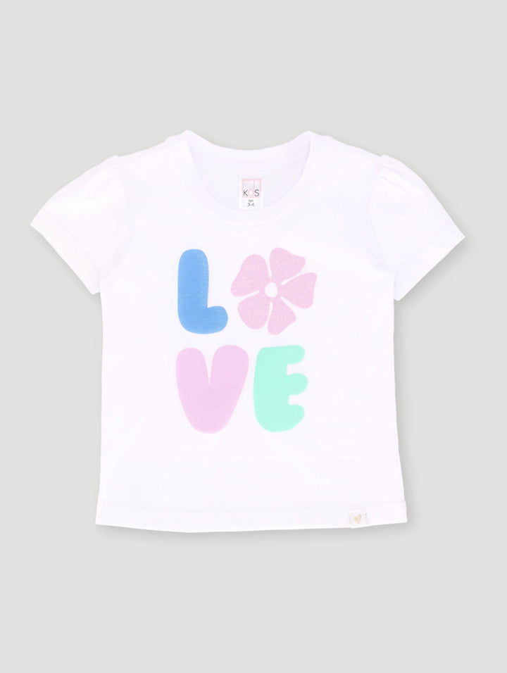 Pre- Girls Love Basic Tee - White