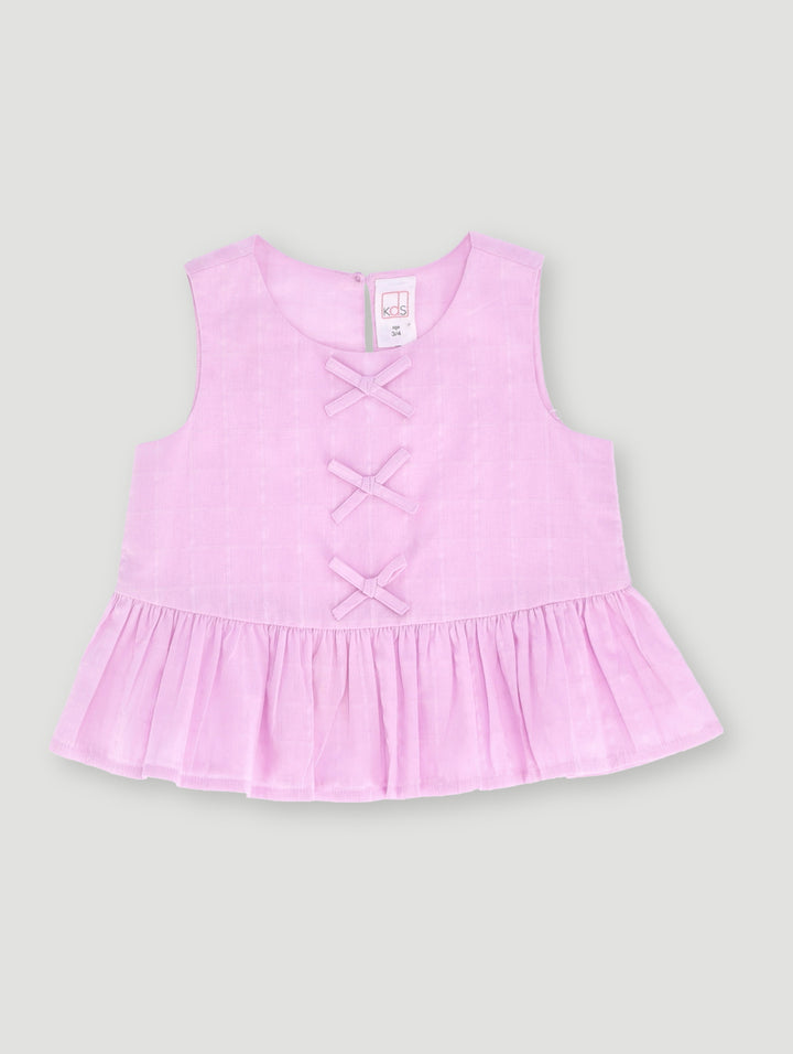 Pre-Girls Bow Detail Blouse  - Lilac