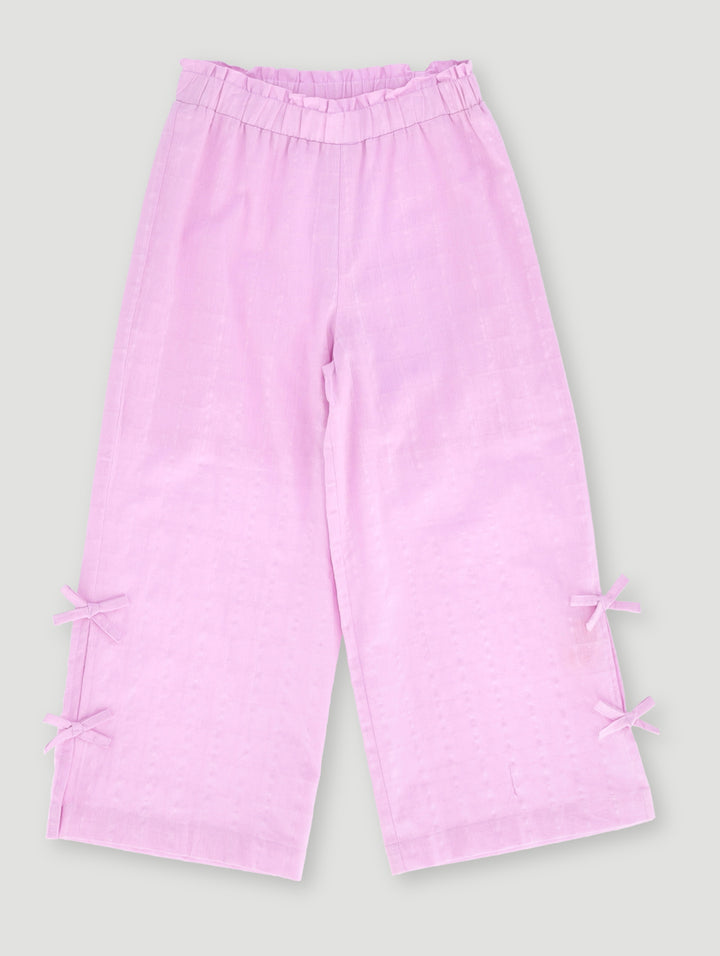 Pre-Girls Bow Detail Wide Leg Pants - Lilac