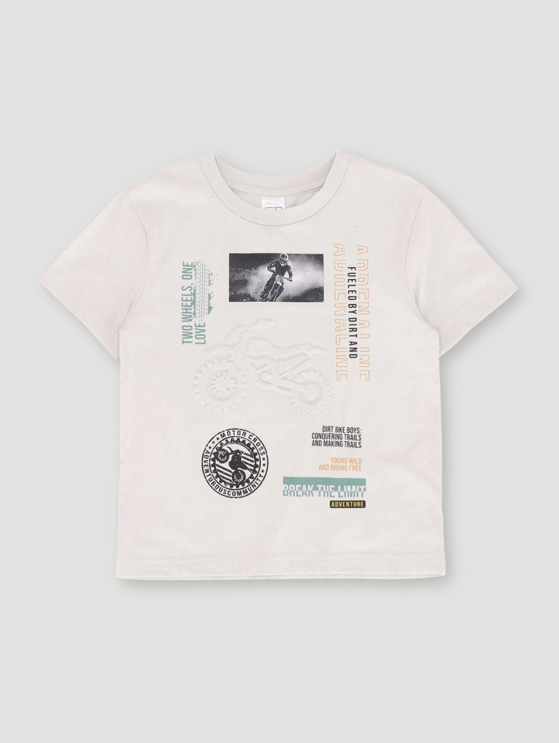 Pre-Boys Embossed Fashion Tee - Light Stone