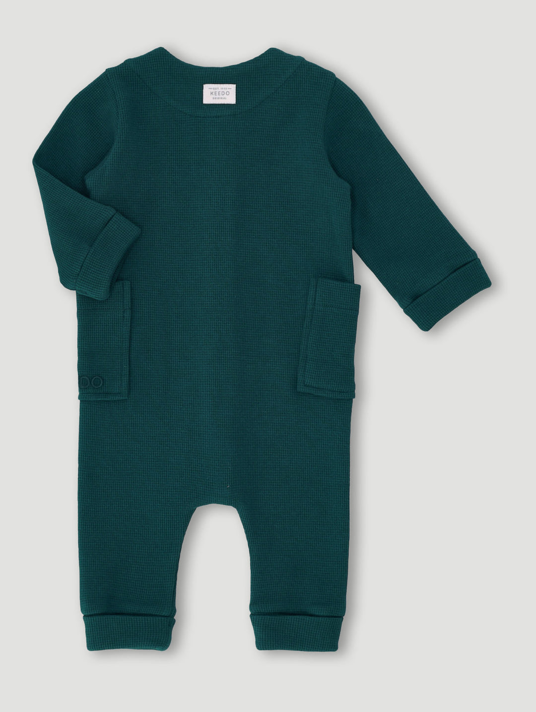 Keedo Baby Boys Button Through Waffle Romper - Teal