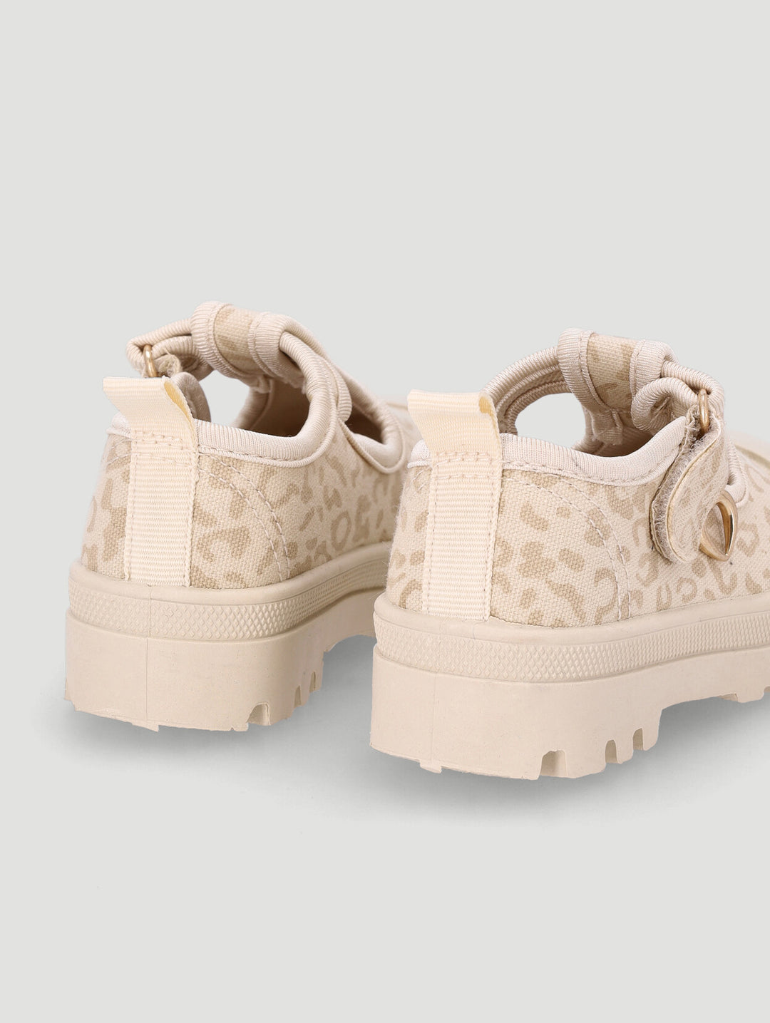 Pre-Girls Leopard T-Bar Pump - Cream