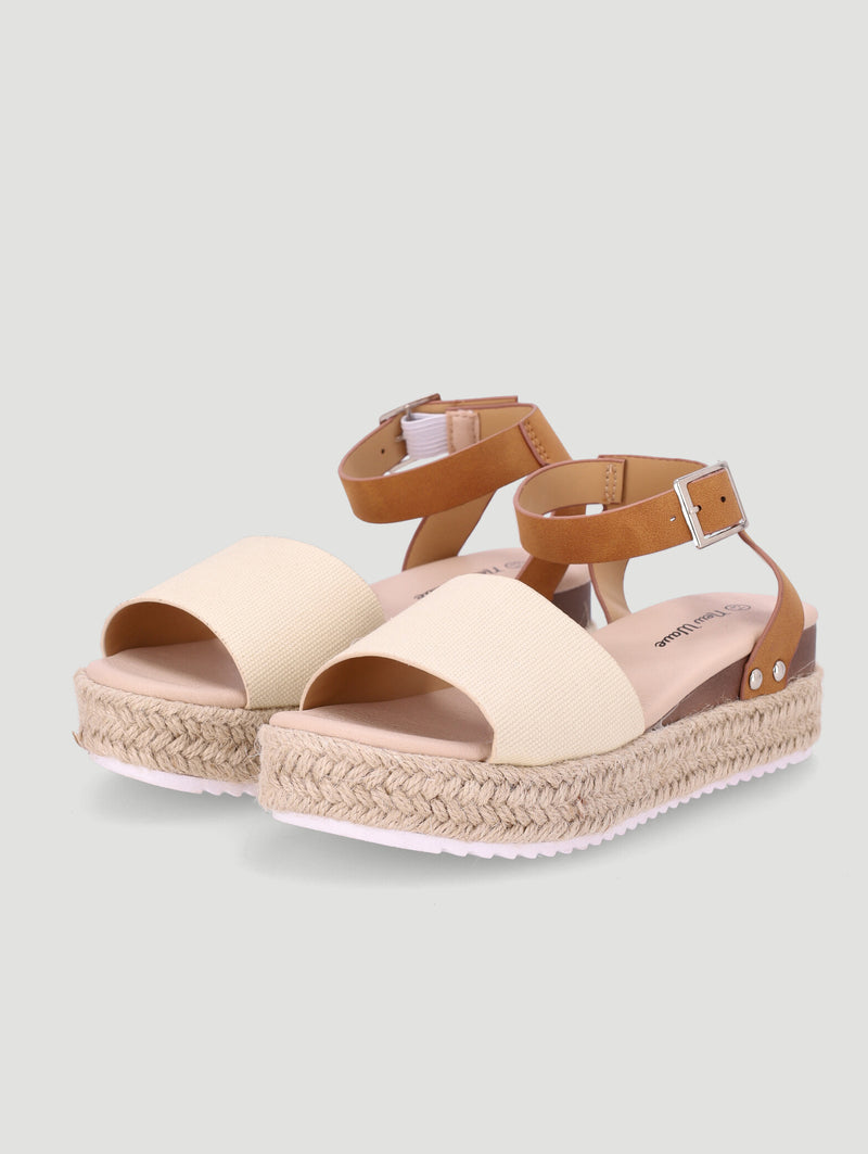 Girls Espadrille Wedge Sandal - Tan