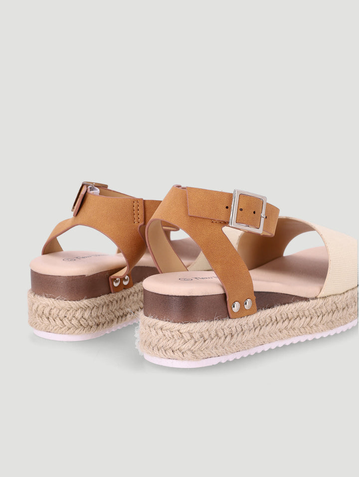Girls Espadrille Wedge Sandal - Tan