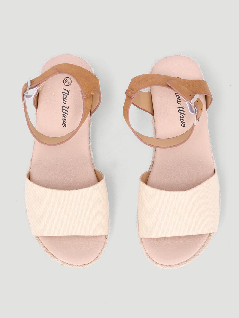 Girls Espadrille Wedge Sandal - Tan
