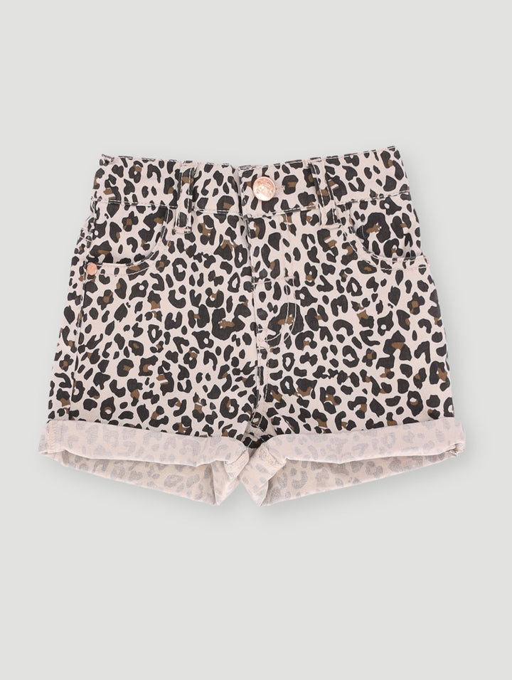 Pre- Girls Animal Print Short - Stone