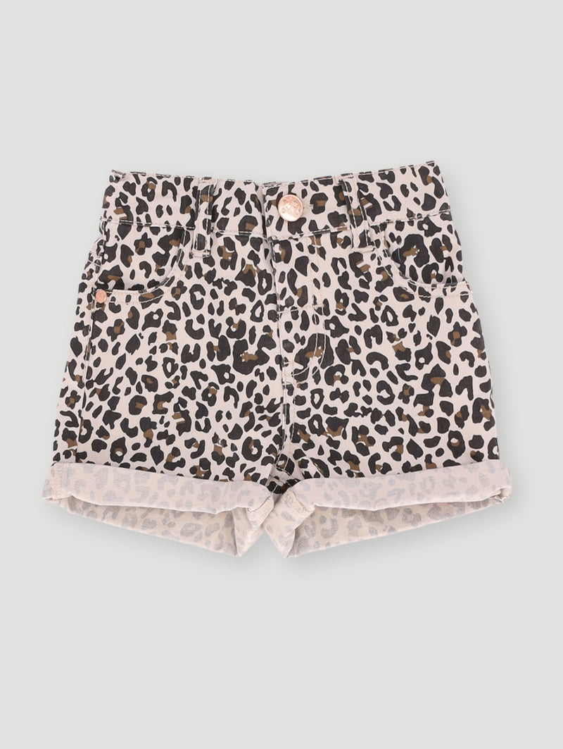 Pre- Girls Animal Print Short - Stone