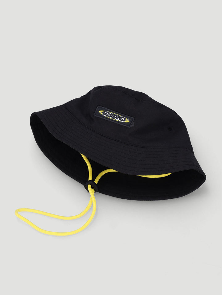 Boys Plain Bucket Hat  - Black/Yellow