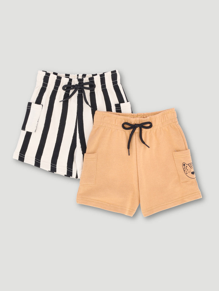 Baby Boys 2 Pack Safari Knit Short - Rust