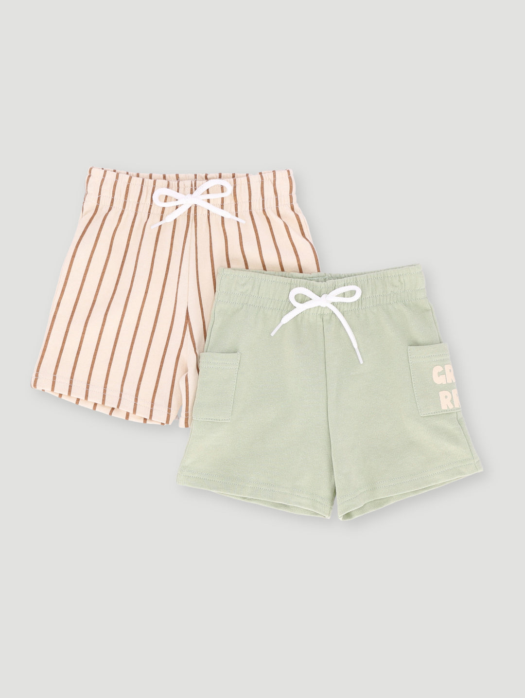 Baby Boys Tiger 3D Knit 2 Pack Shorts - Cream/Green