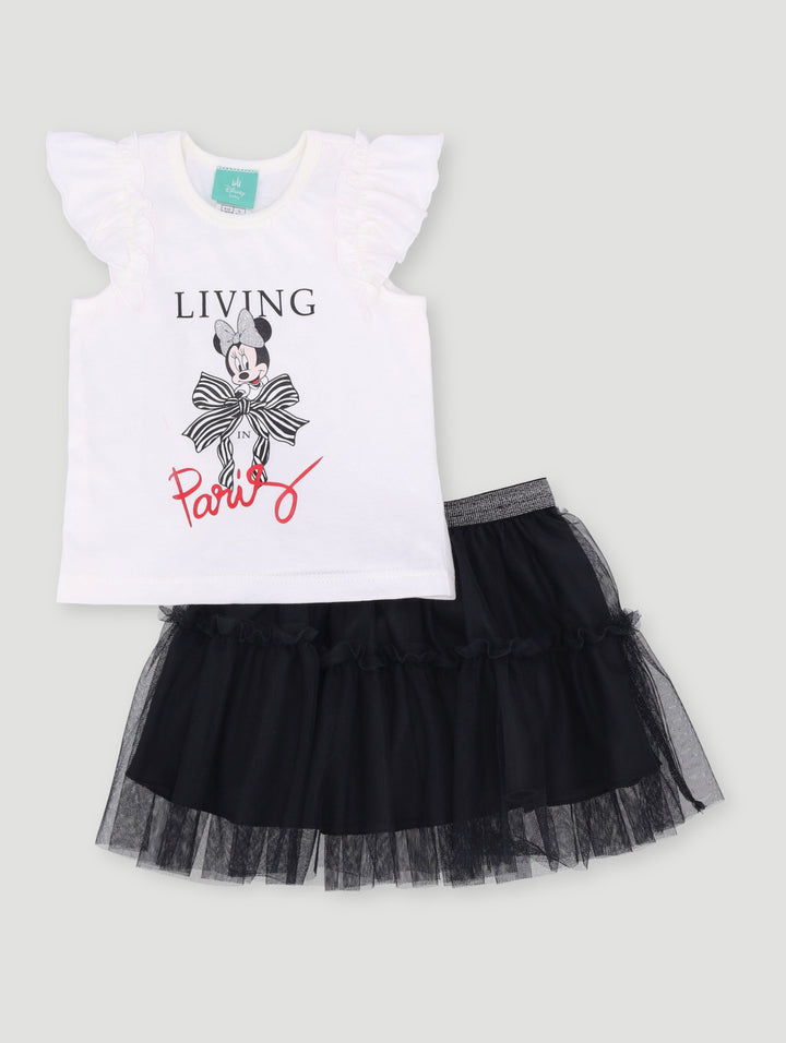 Baby Girls Minnie Skirt Set  - Black/Cream