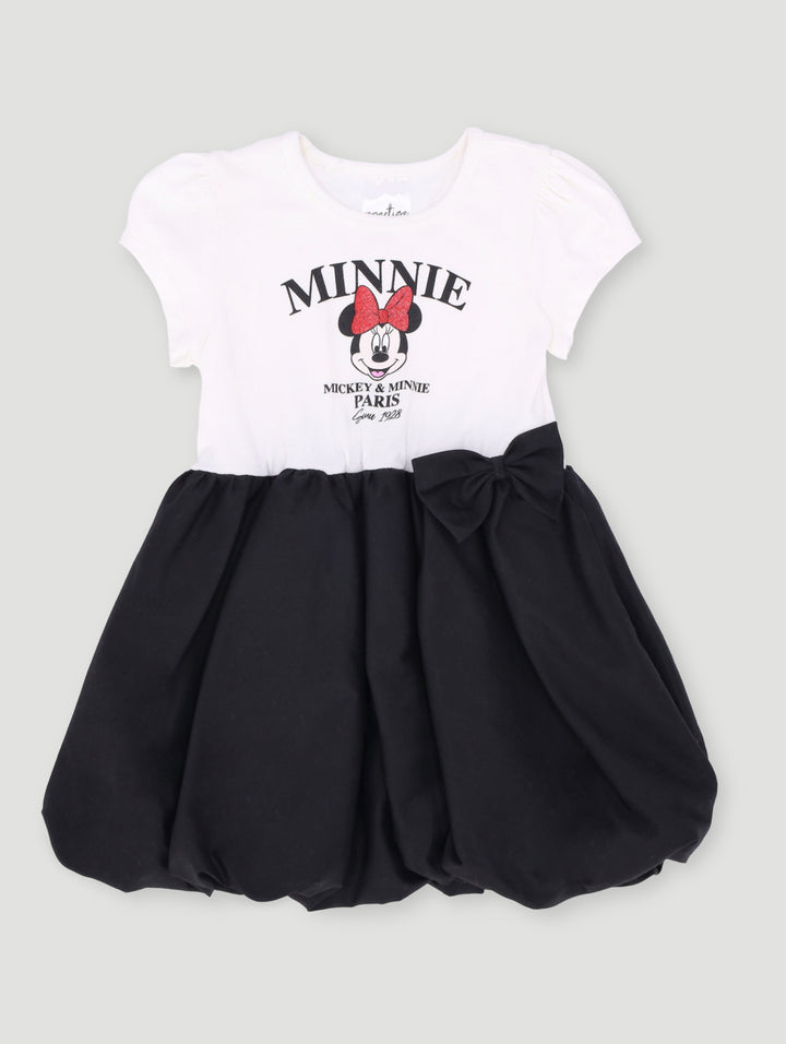 Baby Girls Minnie Poplin Bubble Dress - Black/Cream