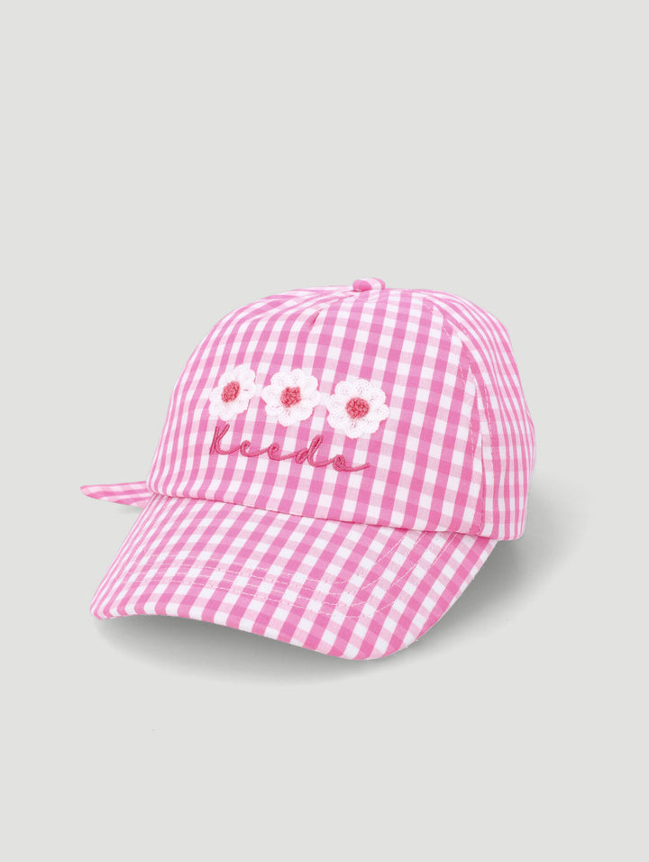 Keedo Girls Gingham Cap - Pink