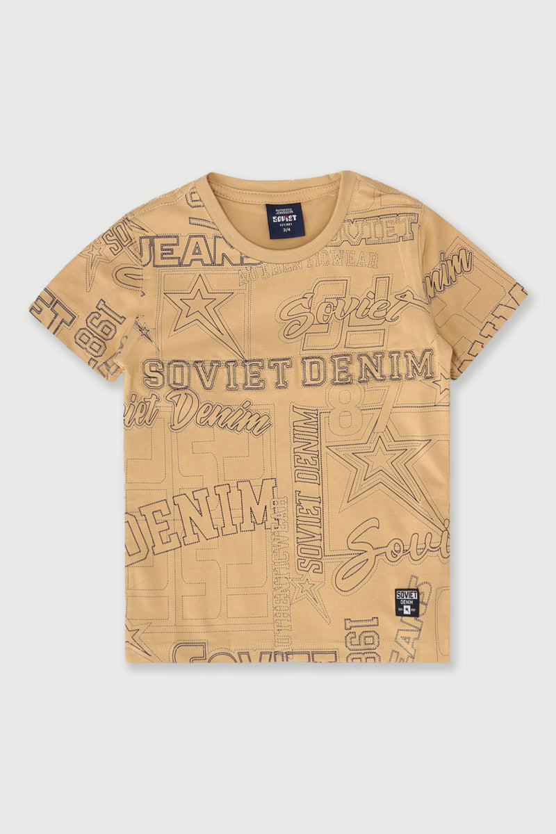 Pre-Boys Sensation Print Tee - Khaki