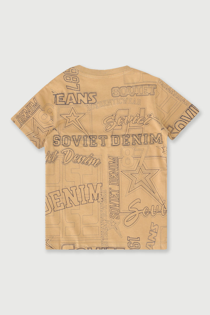 Pre-Boys Sensation Print Tee - Khaki