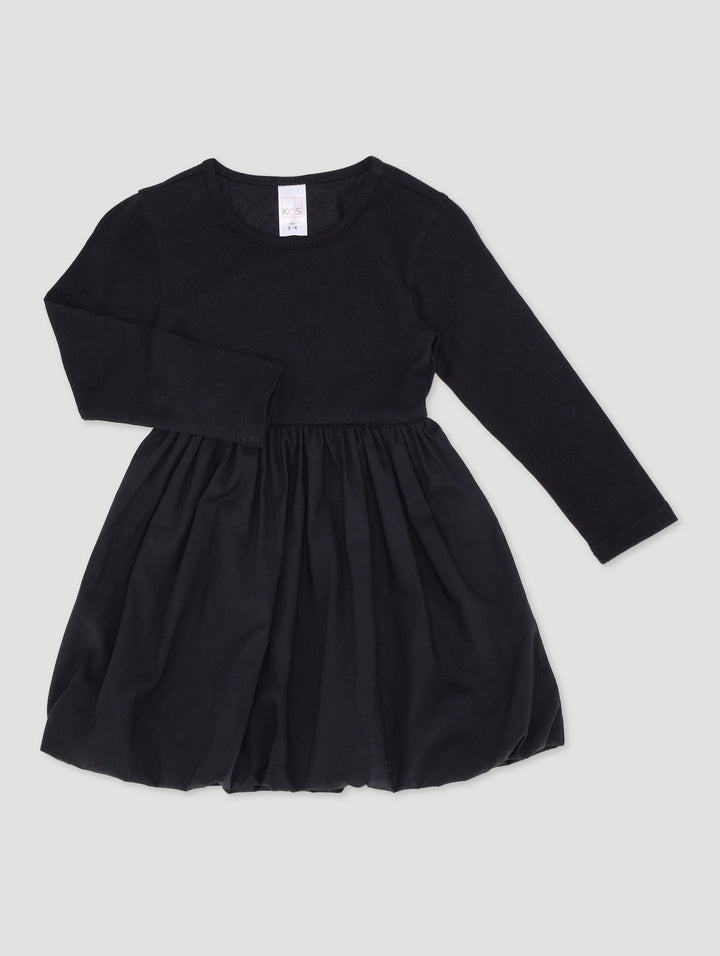 Pre-Girls Long Sleeve Bubble Dress - Black