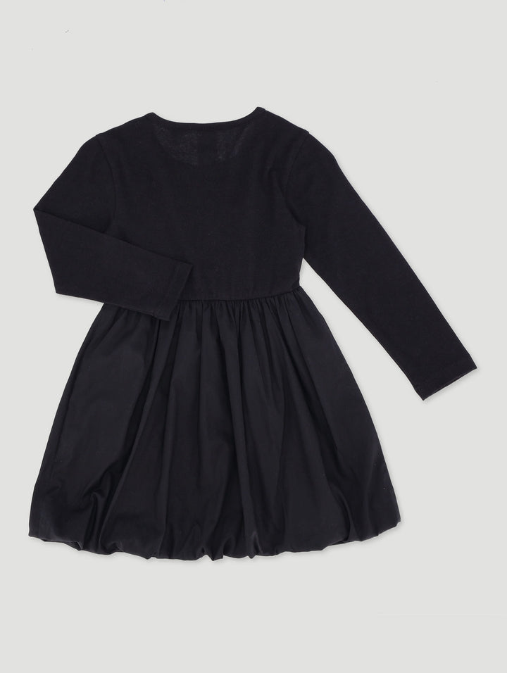Pre-Girls Long Sleeve Bubble Dress - Black