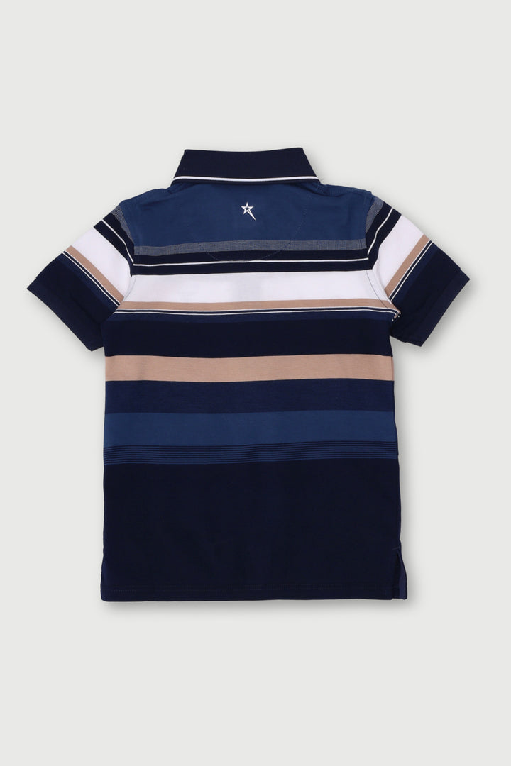 Pre-Boys Brayden Yarn Dye Stripe Golfer - Blue