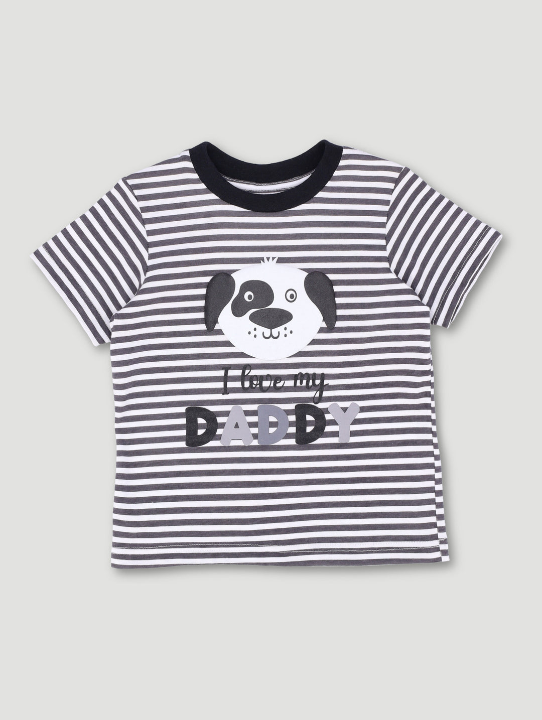 Baby Boys I Love You Daddy Stripes Tee - Charcoal